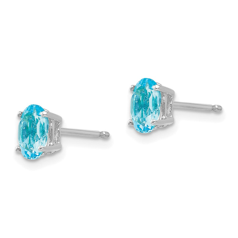 Buy Exclusive 14K White Gold Oval Blue Topaz Earrings - 6x4mm, Stylish Value!