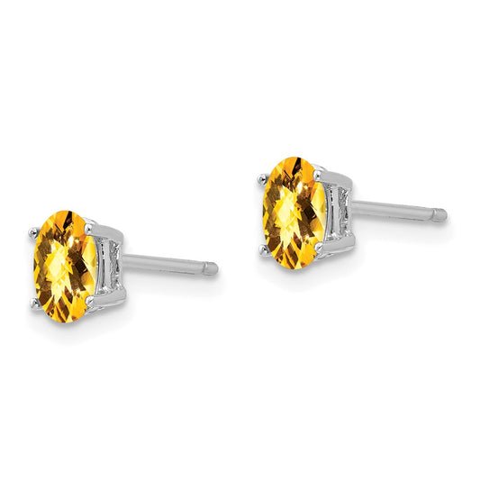 Buy Exclusive 14K White Gold Oval Citrine Earrings - Stylish 6x4mm Design