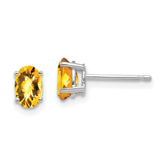 Buy Exclusive 14K White Gold Oval Citrine Earrings - Stylish 6x4mm Design