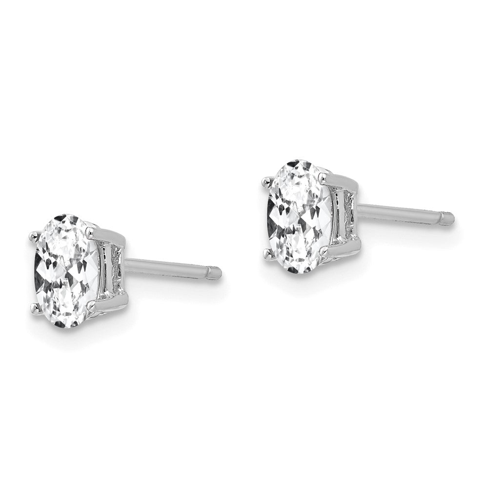Buy Exclusive 14K White Gold Oval Stud Earrings with CZ - Stylish Value!