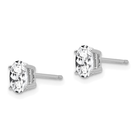 Buy Exclusive 14K White Gold Oval Stud Earrings with CZ - Stylish Value!