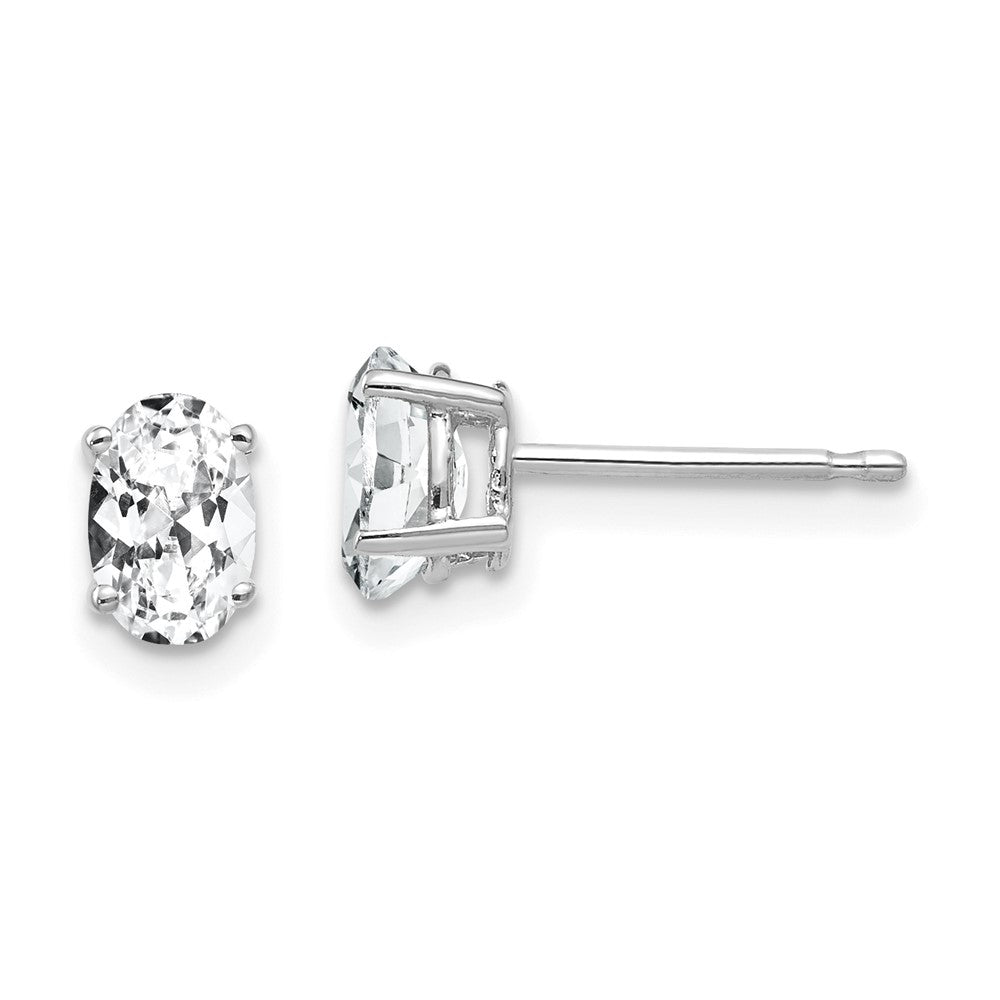 Buy Exclusive 14K White Gold Oval Stud Earrings with CZ - Stylish Value!