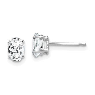 Buy Exclusive 14K White Gold Oval Stud Earrings with CZ - Stylish Value!