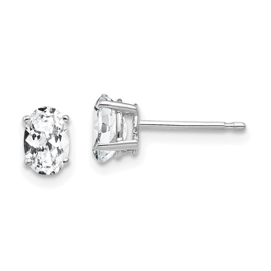 Buy Exclusive 14K White Gold Oval Stud Earrings with CZ - Stylish Value!