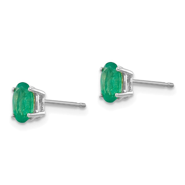 14K White Gold Emerald Stud Earrings - Style GR1-1020731