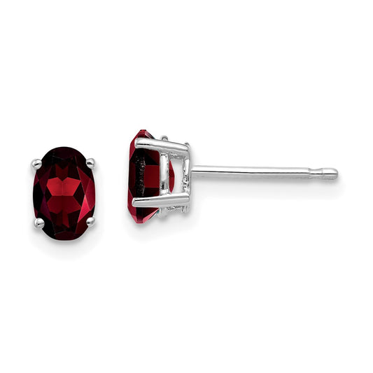 Shop Exclusive 14K White Gold Oval Garnet Earrings - 6x4mm, Affordable Luxury