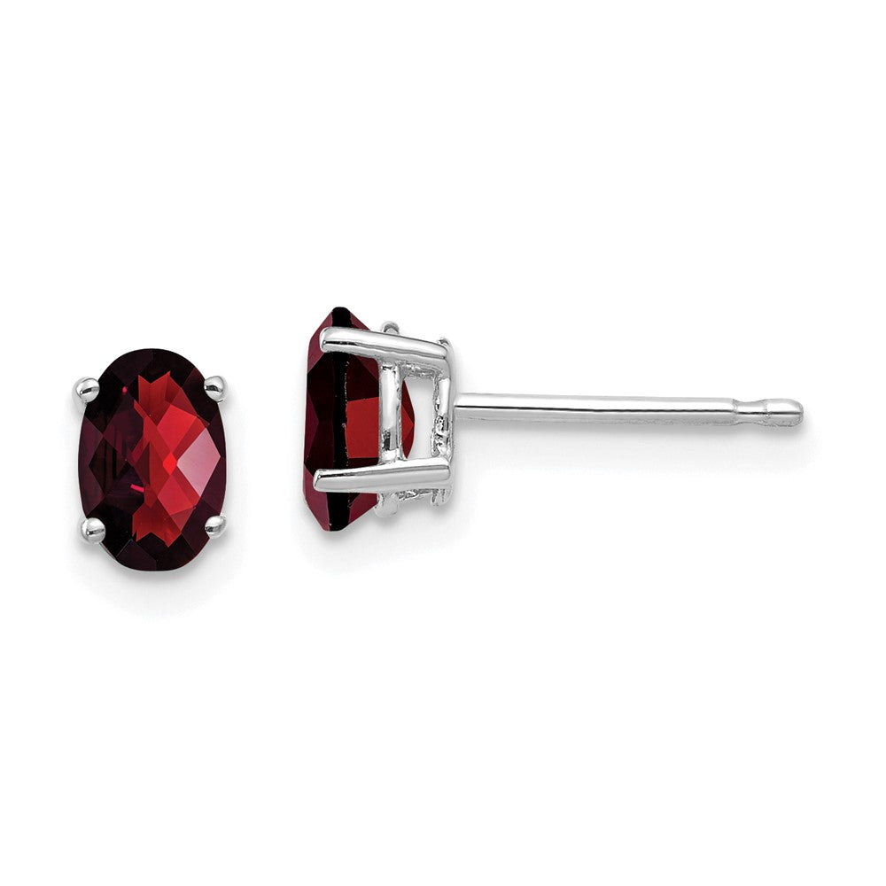 Buy Stylish 14K White Gold Oval Garnet Earrings - 6x4mm, Affordable Luxury