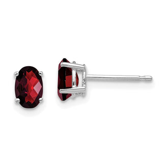Buy Stylish 14K White Gold Oval Garnet Earrings - 6x4mm, Affordable Luxury