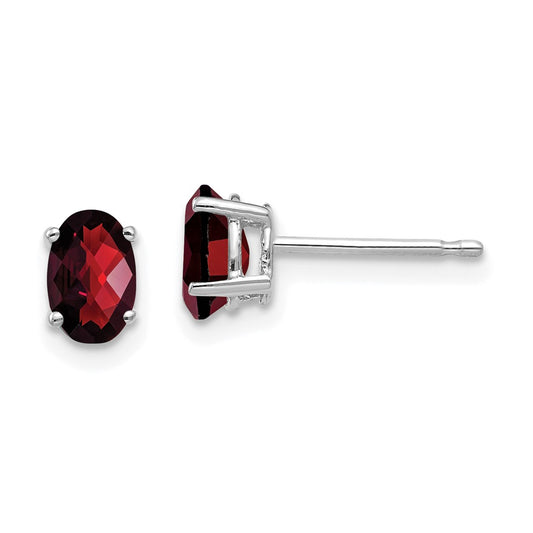 Buy Stylish 14K White Gold Oval Garnet Earrings - 6x4mm, Affordable Luxury
