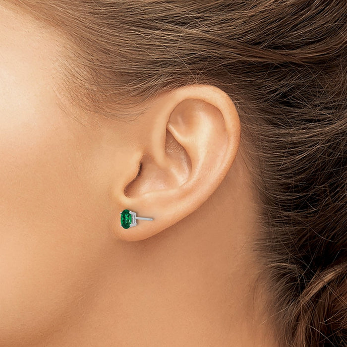 Shop Stylish 14K White Gold Oval Stud Earrings - High-Quality Mount St. Helens Design-3