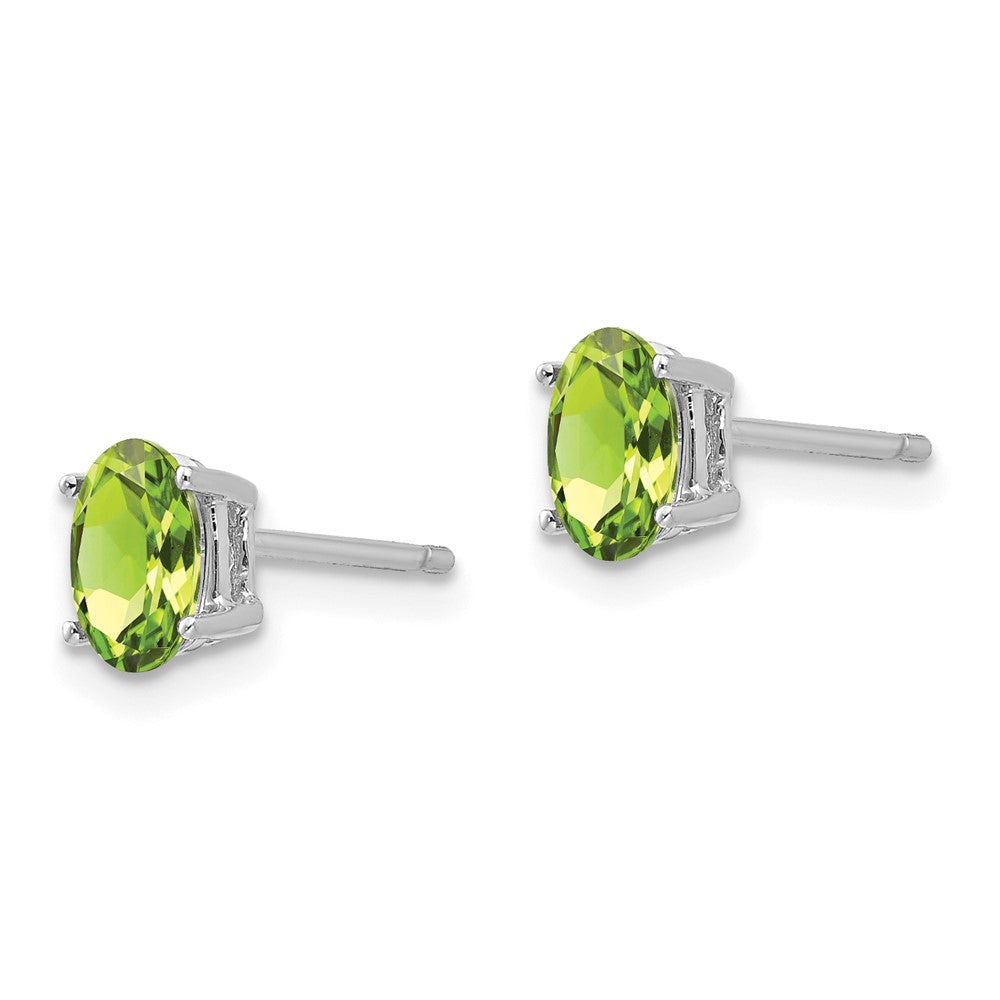 Shop Stylish 14K White Gold Oval Peridot Earrings - 6x4mm, Affordable Luxury