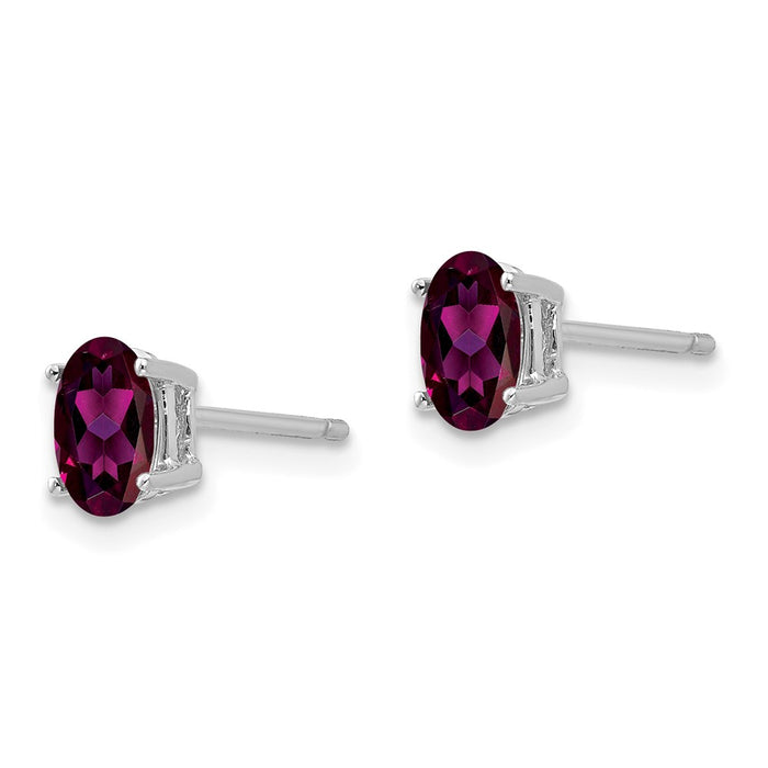High-quality 14K White Gold Oval Rhodolite Garnet Earrings - Stylish 6x4mm-2