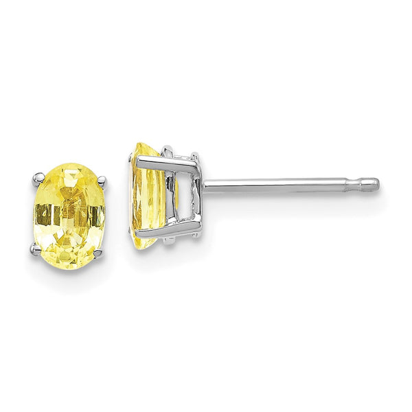 14K White Gold Earrings with Yellow Sapphires - Style GR1-1020756