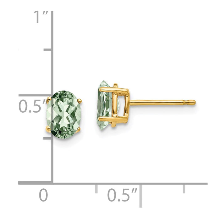 Buy Stylish 14K Gold 7x5mm Oval Green Quartz Earrings - Affordable Luxury!-4