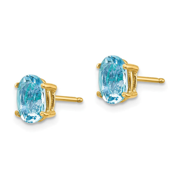 14K Gold Aquamarine Stud Earrings - 1.25 Carats