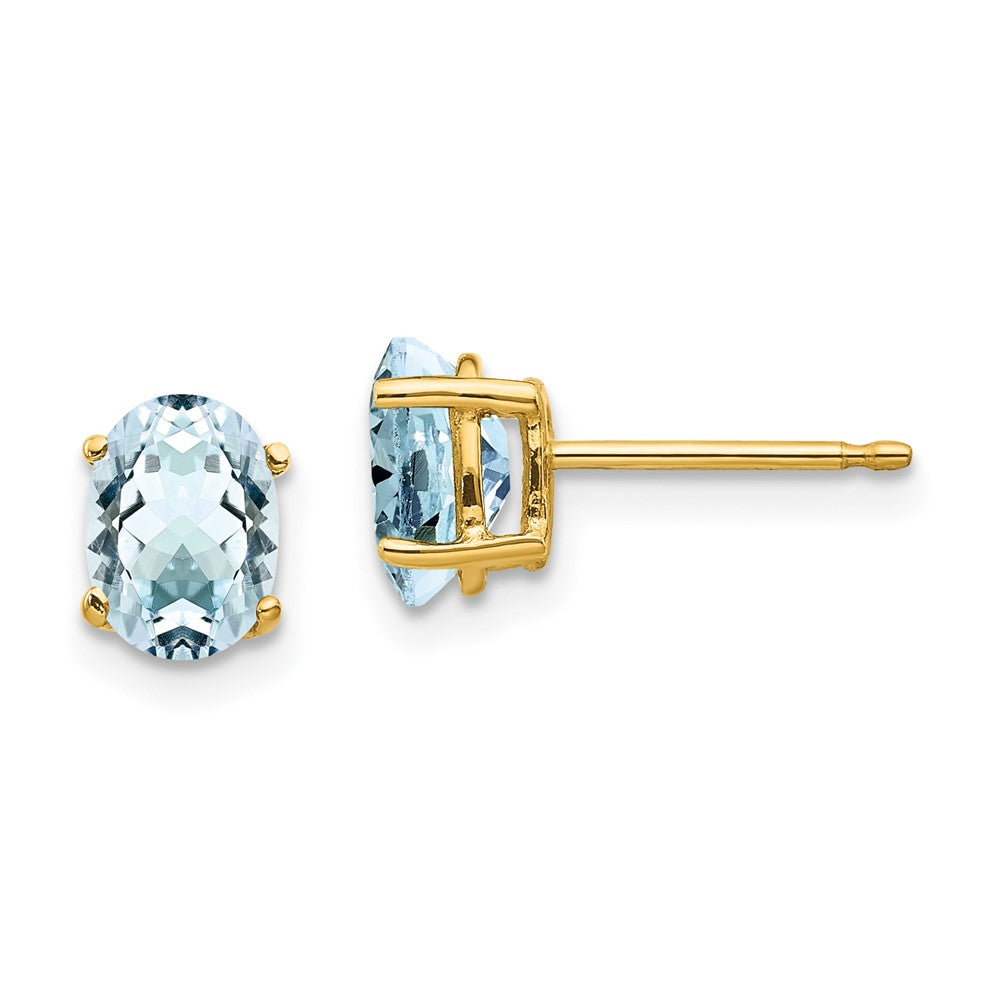Buy Exclusive 14K Gold Aquamarine Stud Earrings - Stylish 1.25 Carats, Affordable Price