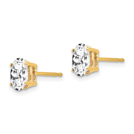Shop Exclusive 14K Gold Oval CZ Stud Earrings - 7x5mm, Stylish & Affordable!