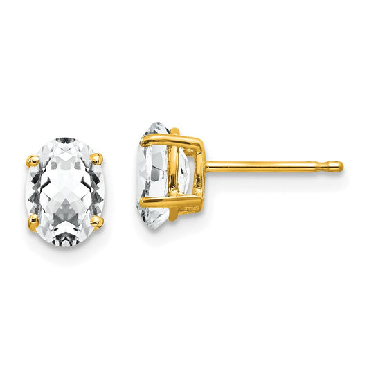 Shop Exclusive 14K Gold Oval CZ Stud Earrings - 7x5mm, Stylish & Affordable!