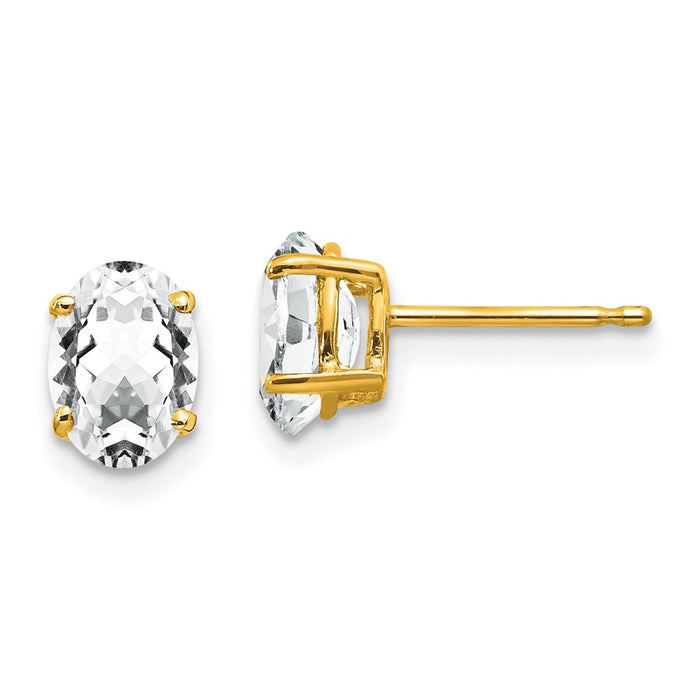 Shop Exclusive 14K Gold Oval CZ Stud Earrings - 7x5mm, Stylish & Affordable!-1
