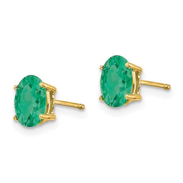 14K Gold Emerald Stud Earrings - Style GR1-1020767