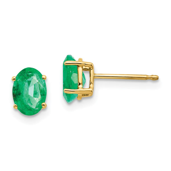 14K Gold Emerald Stud Earrings - Style GR1-1020767