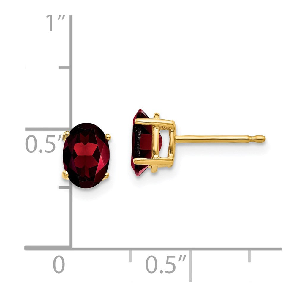 Buy Stylish 14K Gold Oval Garnet Earrings, 7x5mm - Luxury Value Choice