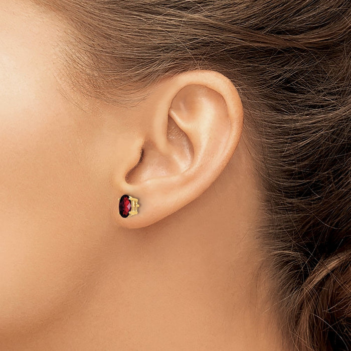 Shop Stylish 14K Gold 7x5mm Oval Garnet Checkerboard Earrings - Value Gems!-3