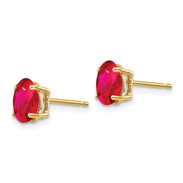 14K Gold Ruby Stud Earrings - Style GR1-1020771