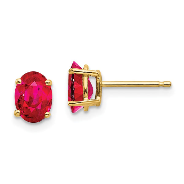 14K Gold Ruby Stud Earrings - Style GR1-1020771