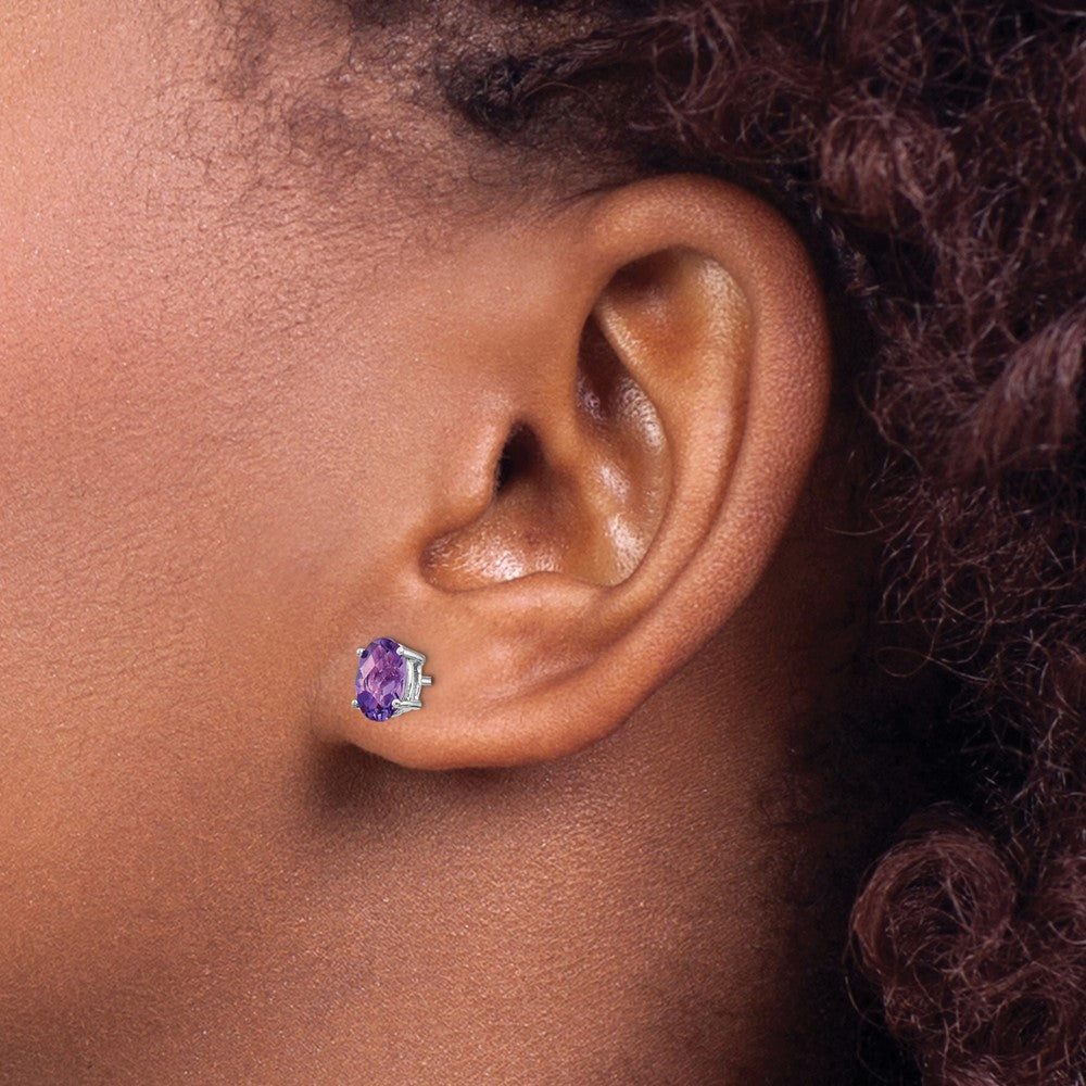 Buy Stylish 14K White Gold Oval Amethyst Earrings - 7x5mm, Luxury Value!
