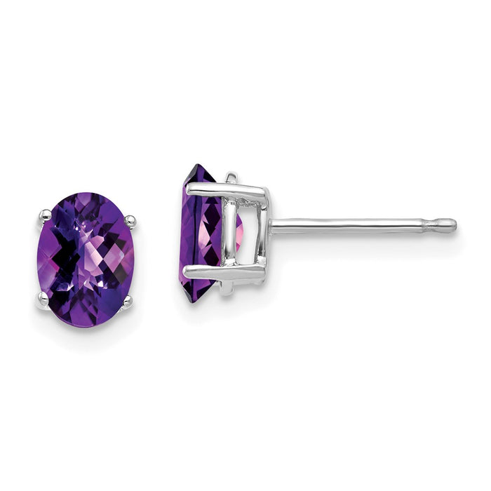 Buy Stylish 14K White Gold Oval Amethyst Earrings - 7x5mm, Luxury Value!-1