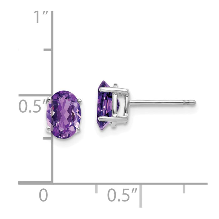 Buy Stylish 14K White Gold Oval Amethyst Earrings - 7x5mm Luxury Value-3