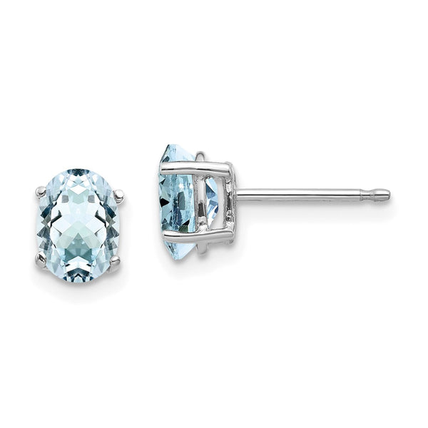 14K White Gold Aquamarine Drop Earrings, 2.5"