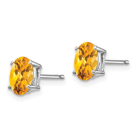 High-Quality 14K White Gold Citrine Earrings - 7x5mm, Stylish Value Offer