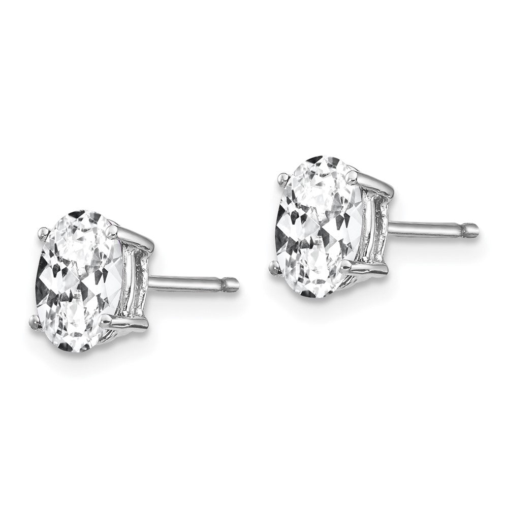 Shop 14K White Gold Oval Stud Earrings, Stylish Cubic Zirconia, Affordable Luxury