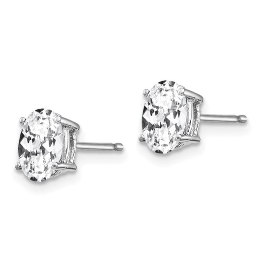 Shop 14K White Gold Oval Stud Earrings, Stylish Cubic Zirconia, Affordable Luxury