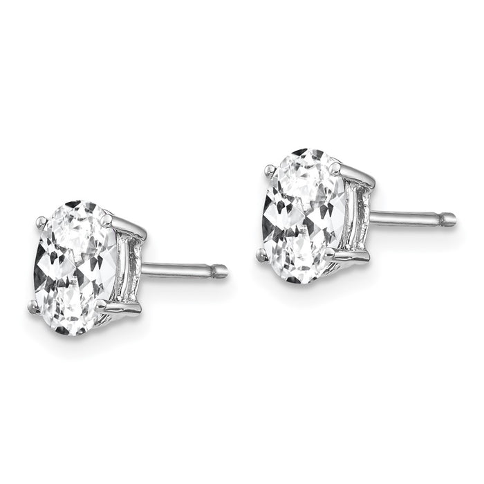 Shop 14K White Gold Oval Stud Earrings, Stylish Cubic Zirconia, Affordable Luxury-2