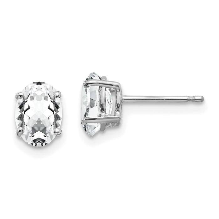 Shop 14K White Gold Oval Stud Earrings, Stylish Cubic Zirconia, Affordable Luxury-1