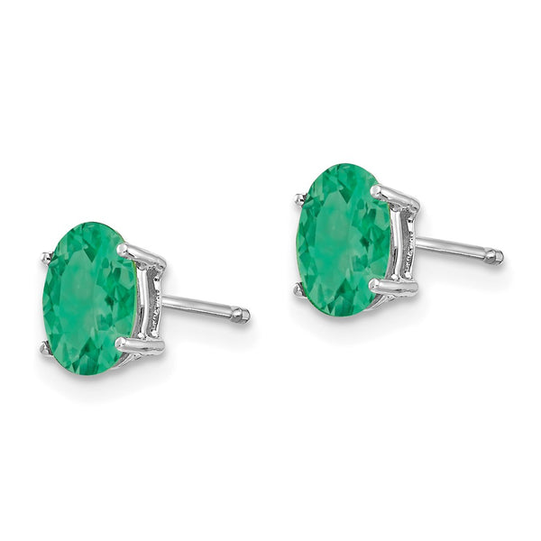 14K White Gold Emerald Stud Earrings - Style GR1-1020795