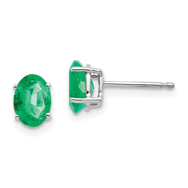 14K White Gold Emerald Stud Earrings - Style GR1-1020795