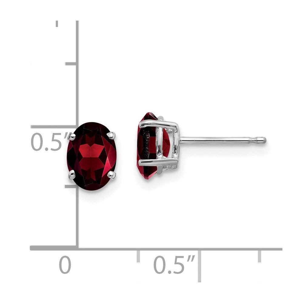 Buy Exclusive 14K White Gold Oval Garnet Earrings - 7x5mm, Stylish Luxury