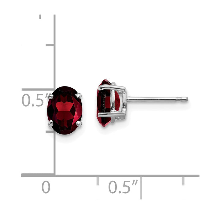 Buy Exclusive 14K White Gold Oval Garnet Earrings - 7x5mm, Stylish Luxury-4