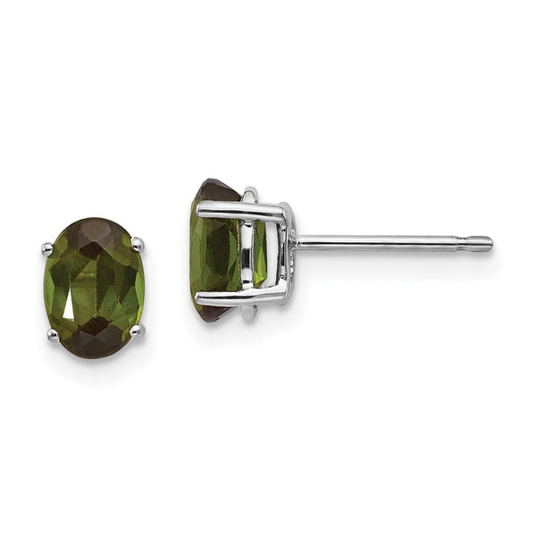 14K White Gold Green Tourmaline Drop Earrings - Style GR1-1020807