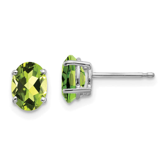 Exclusive 14K White Gold Oval Peridot Earrings 7x5mm - Stylish Value Deal!