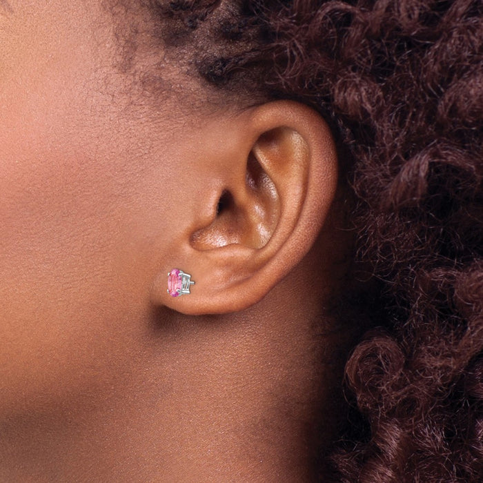 Buy Stylish 14K White Gold Earrings with Pink Sapphires - Affordable Luxury!-3