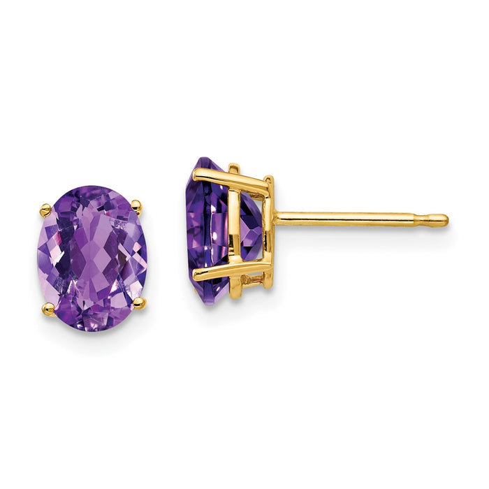Buy Exclusive 14K Gold 8x6mm Oval Amethyst Earrings - Stylish Value Piece-1