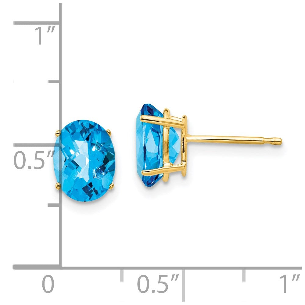 Shop Stylish 14K Gold Oval Blue Topaz Earrings - 8x6mm, Affordable Luxury