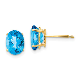Shop Stylish 14K Gold Oval Blue Topaz Earrings - 8x6mm, Affordable Luxury