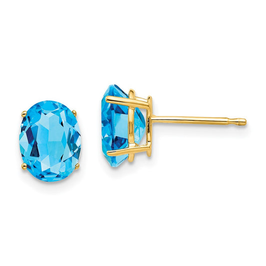 Shop Exclusive 14K Gold 8x6mm Oval Blue Topaz Earrings - Stylish Luxury Value!