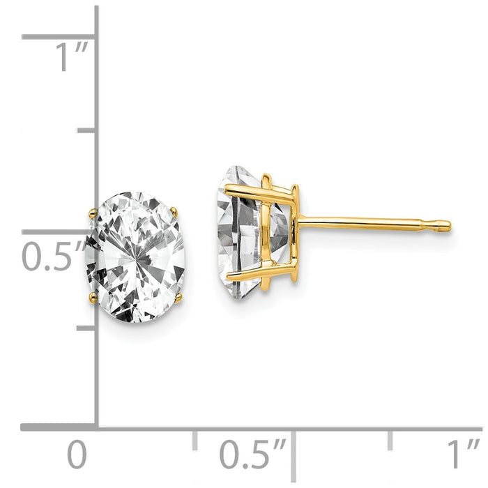 Buy 14K Gold Oval CZ Stud Earrings 8x6mm - Stylish and Affordable Value!-4